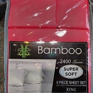 BAMBOO 2400 Series Super Soft King Sheet Set - Rich Pink